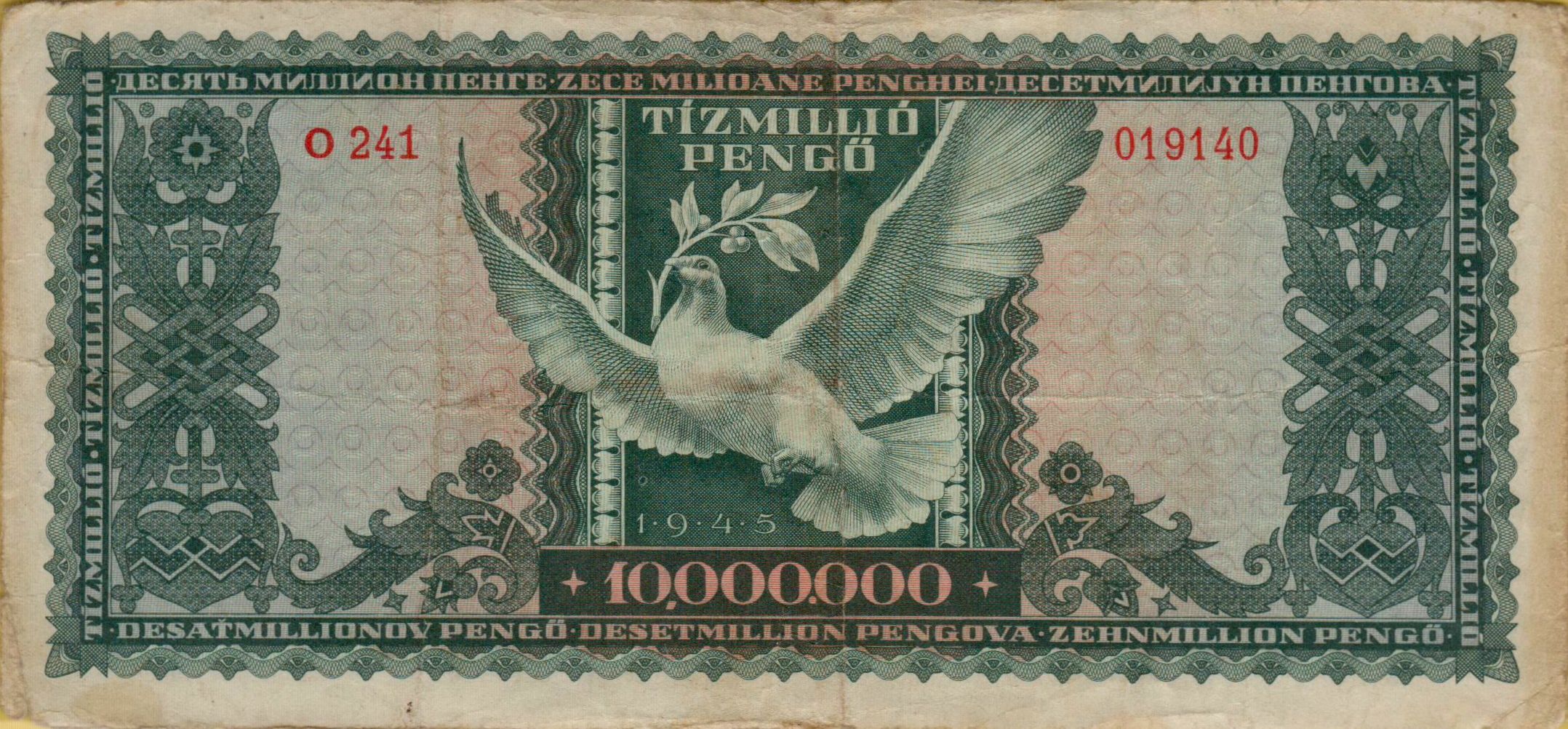 Hungary 10000000 1945 XF P-123